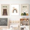 Boho Bear Sloth Mountain Sun Rainbow Nursery Posters Cartoon Wall Art Print Canvas Painting Baby Kids Room Home Decor Pictures