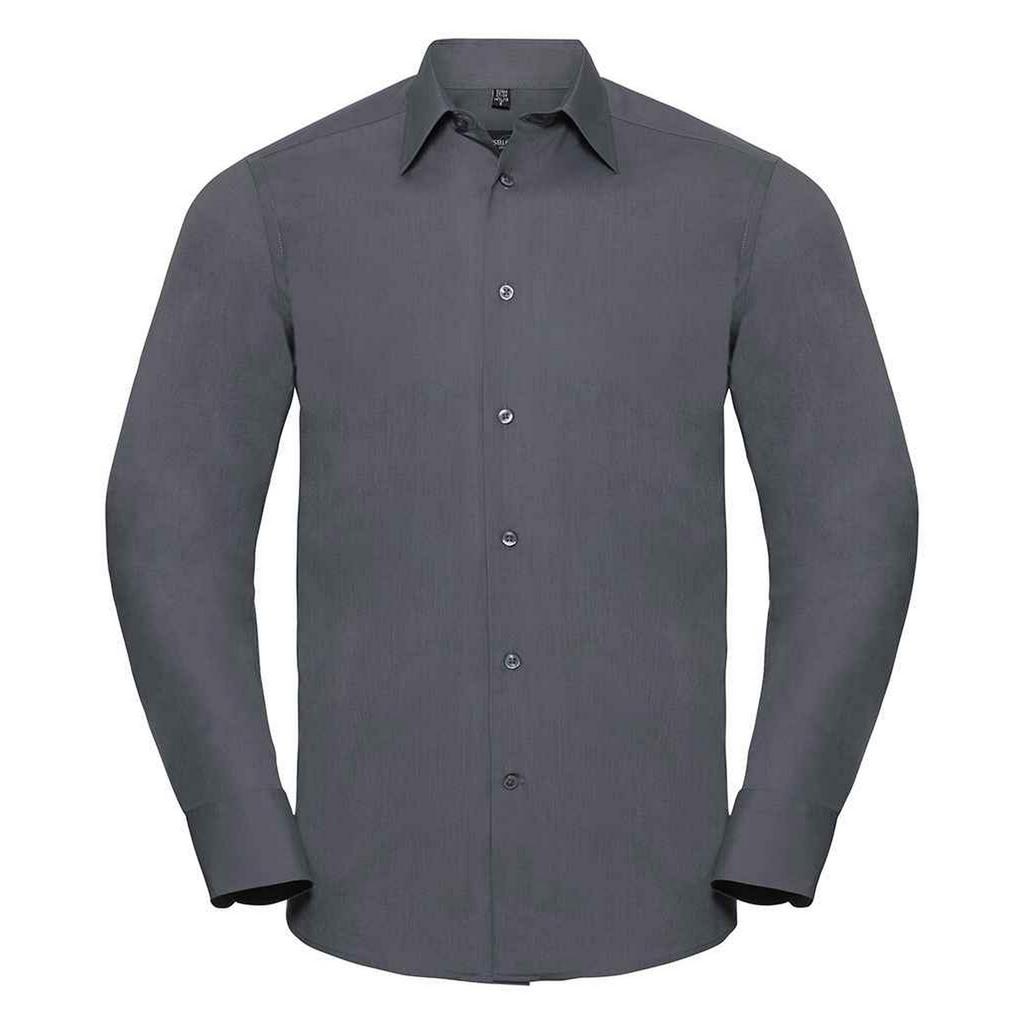 Russell Collection Mens Poplin Tailored Long-Sleeved Shirt