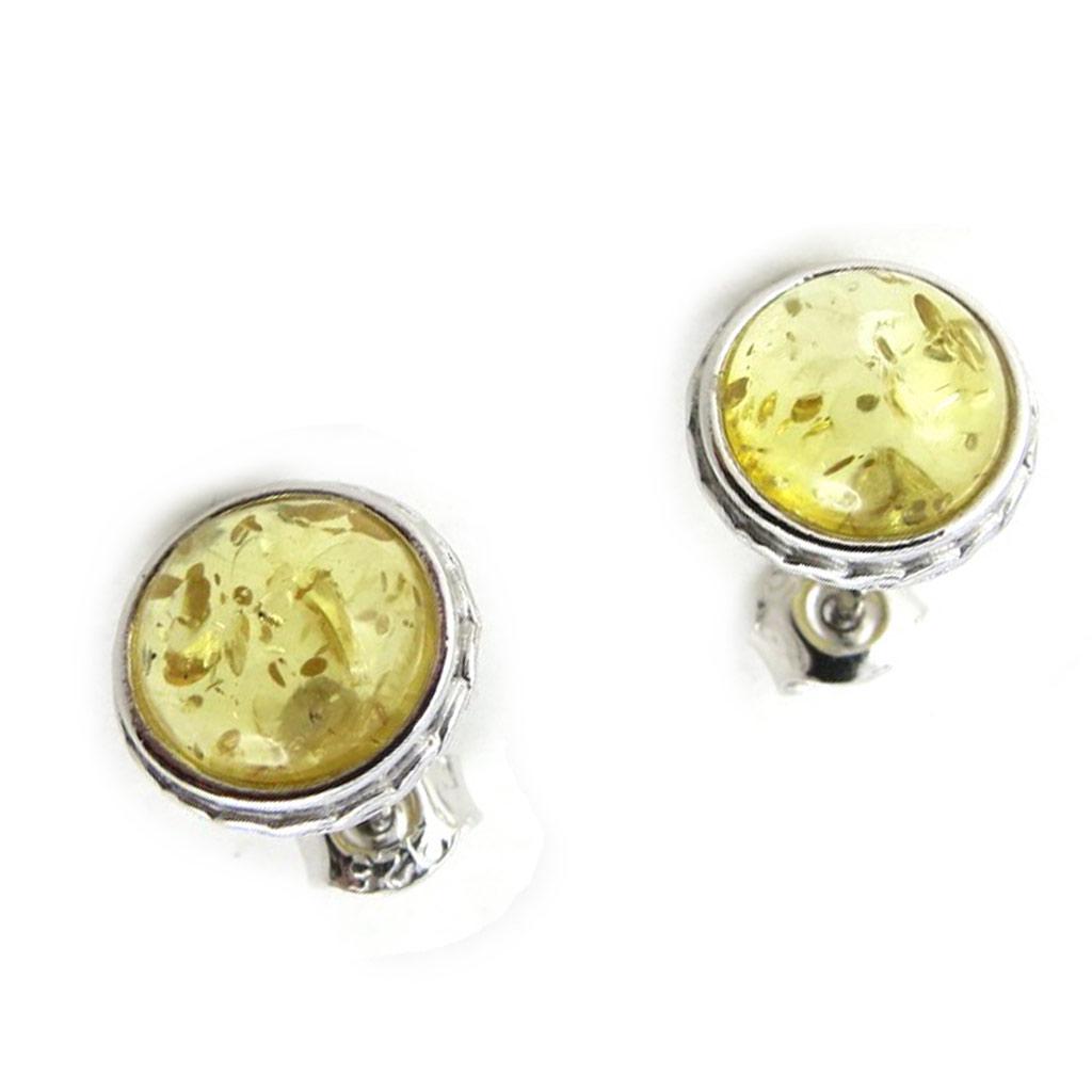 Les Trésors De Lily [N1993] - Honey Amber 'Inspiration' Silver Earrings (rhodium-plated) - 10 Mm