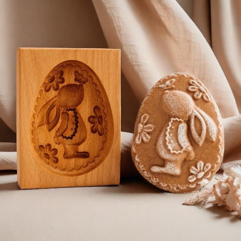 Holzplätzchenformen mit Tiermustern, 3D DIY geschnitzte geprägte Keksstempelformen, Vogel, Gans, Pferd, Igel