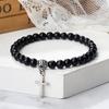 A Cross Bracelet for Men and Women, Natural Stone Matte Black Yoga Chain, Vintage Bohemian Jewelry Gift