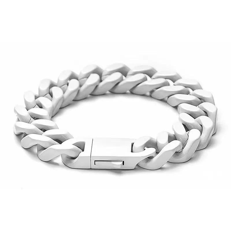 Color Stainless Steel Miami Cuban Hip Hop Men s Bracelet Ins Style Color Titanium Steel Couple Bangle Bangle Jewelry Wholesale 19CM