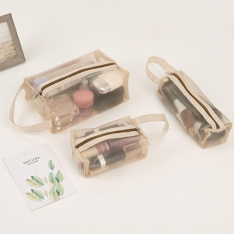 3PCS Mesh storage bags Portable travel makeup bag Toiletries organizer Lotion storage bag Small zipper bag for portable use