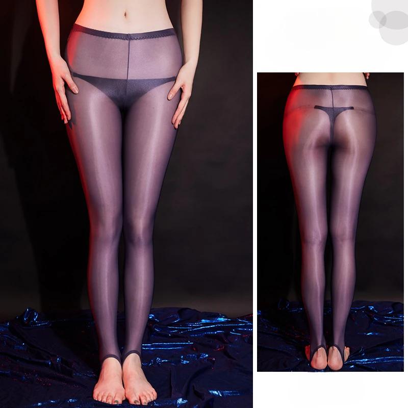 

Women Sexy Stockings Oil Shiny Tight Smooth Pants See-Through Elastic Ultra-Thin Swimming Underwear Seamless Elastic Pantyhose