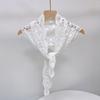 Ethnic Style Knitted Triangle Scarf White Fart Curtain All-match Crochet Flower Scarves  Female