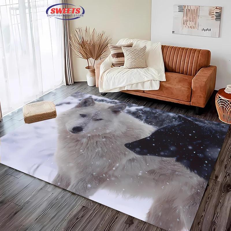 Wolf Art Non-Slip Soft Area Rug for Living Room Bedroom Sofa Doormat Home Office Decor Durable Floor Mat Gift