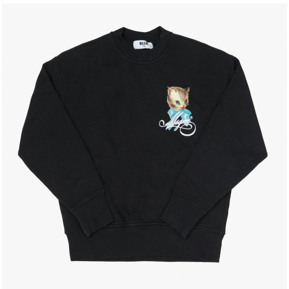 MSgm Cute Kitty Print Logo Women S SweatShirt 3941mdm108Se