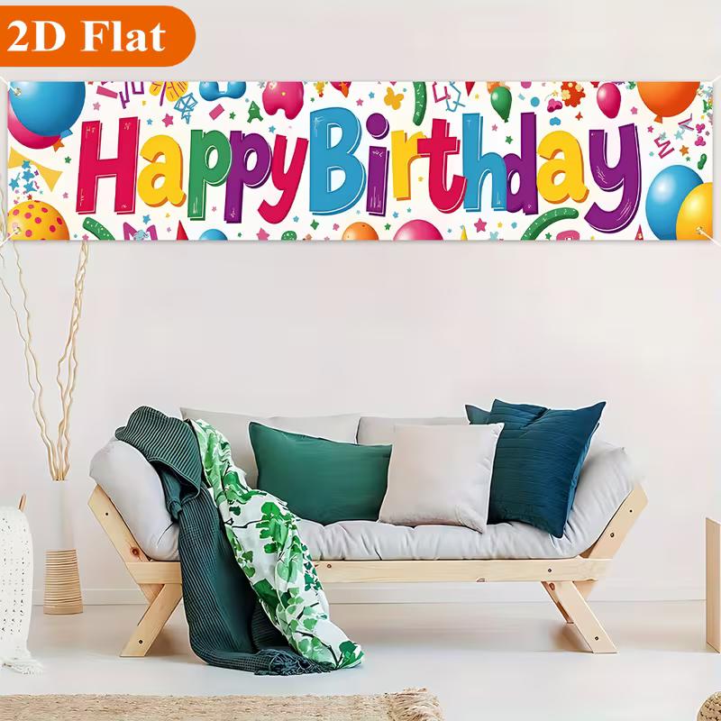 2D Multicolor Letter Birthday Banner, Festive Balloon Party Wall Decor