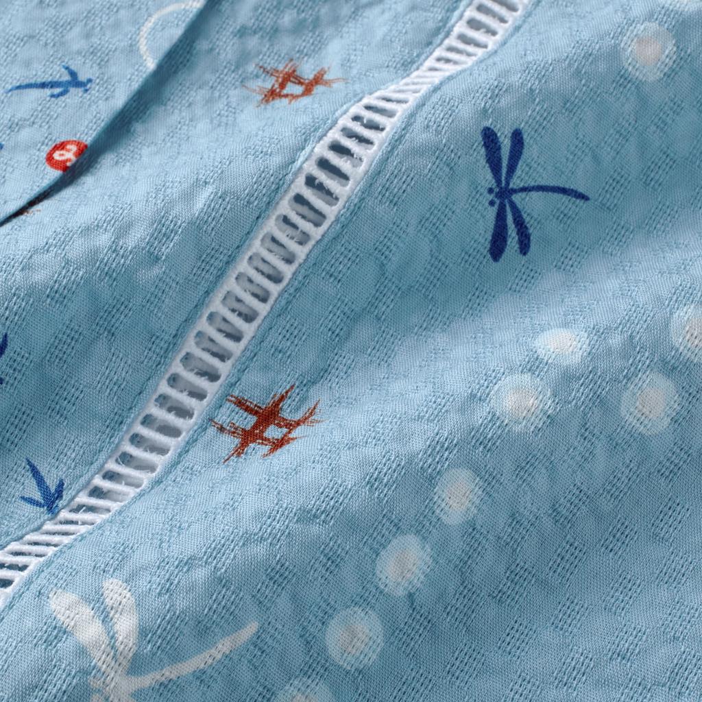 MIKI HOUSE Jinbei Suit Short Dragonfly and Goldfish Made In Perfect for Fireworks Summer Baby Size Blue Set, Sleeves, Design, Japan, Boys', Festivals,