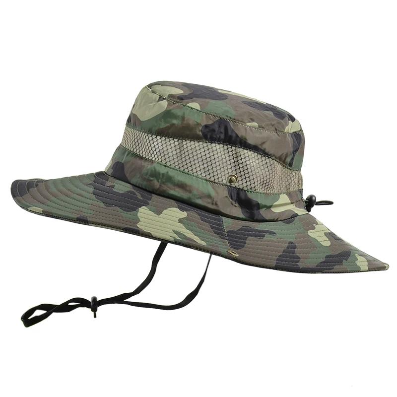 Camouflage Bucket Hat for Men Outdoor Hiking Cycling Safari Breathable Visor Cap for Men and Women Summer Sun Protection Hat