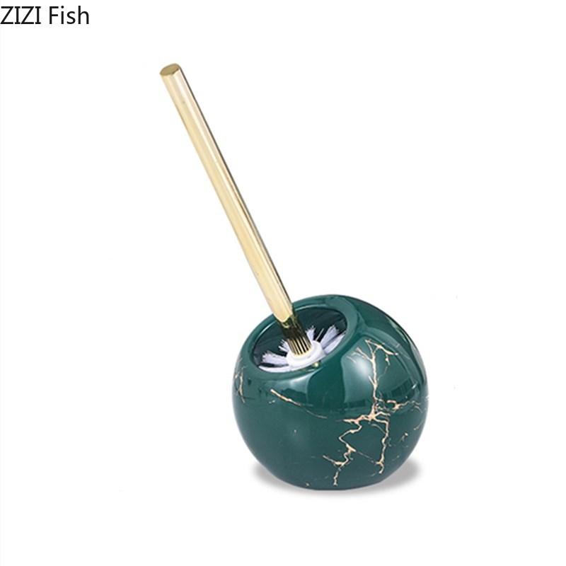 Imitation Marble Ceramic Base Toilet Brush and Holder Bathroom Toilet Gap Cleaning Supplies Soft Brush Bathroom Accessories