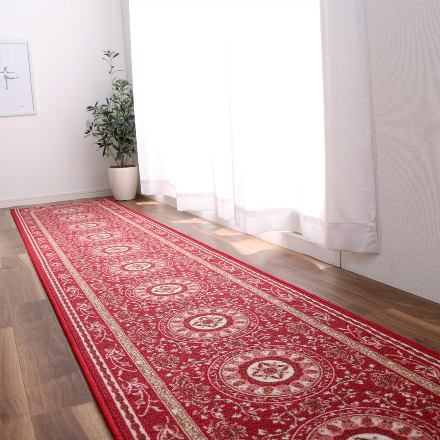 

Ikehiko Repellent Hallway Mat 79 x 180 cm Wine Water Repellent Elegance Pattern Nylon 4550317108655 Water Roman Non-Slip винный