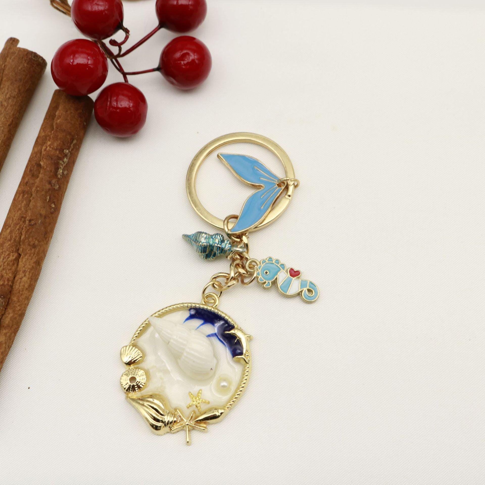 Ocean Series Keychain: Starfish, Shell, Dolphin, Turtle, Mermaid Tail Charm