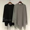 New Autumn and Winter Loose Irregular Slit Mid-length Bottoming Long-sleeved Solid Color T-shirt for Women