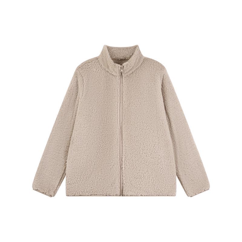 Women's Coral Fleece Stand Collar Zipper Jacket - Double-Sided Plush, Velvet-Enhanced, Thickened Winter Outwear