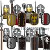 Medieval Castle Soldier Action Figures Building Block Empire Templars Lancer Warrior Militia Helmet Shield Sword Bow Toy Gifts
