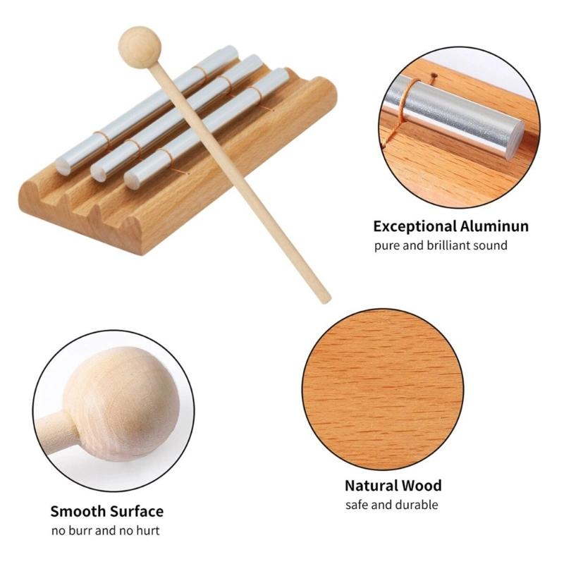Meditation Chime Trios, 3 Tone Solos Percussion Instrument Meditation Bells Chime Hand Chime for Prayer, Yoga, Classroom