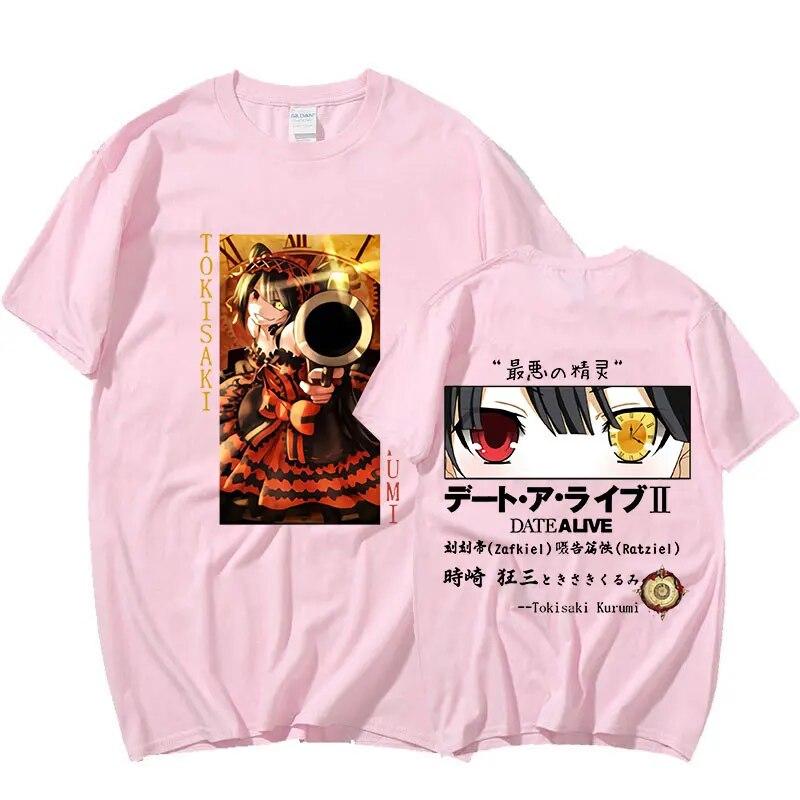 

Футболка японского аниме Токисаки Куруми Harajuku Date A Live Футболки с принтом Летние женские футболки унисекс с короткими рукавами большого размера L