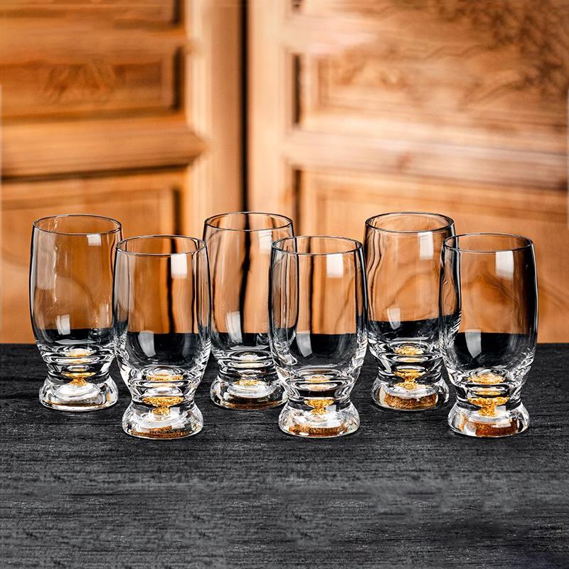 Juego de 2/4/6 copas de licor de cristal de 100 ml, copas de whisky, vodka, chupito, vino, copas doradas para licores, sake, soju, brandy, taza de té