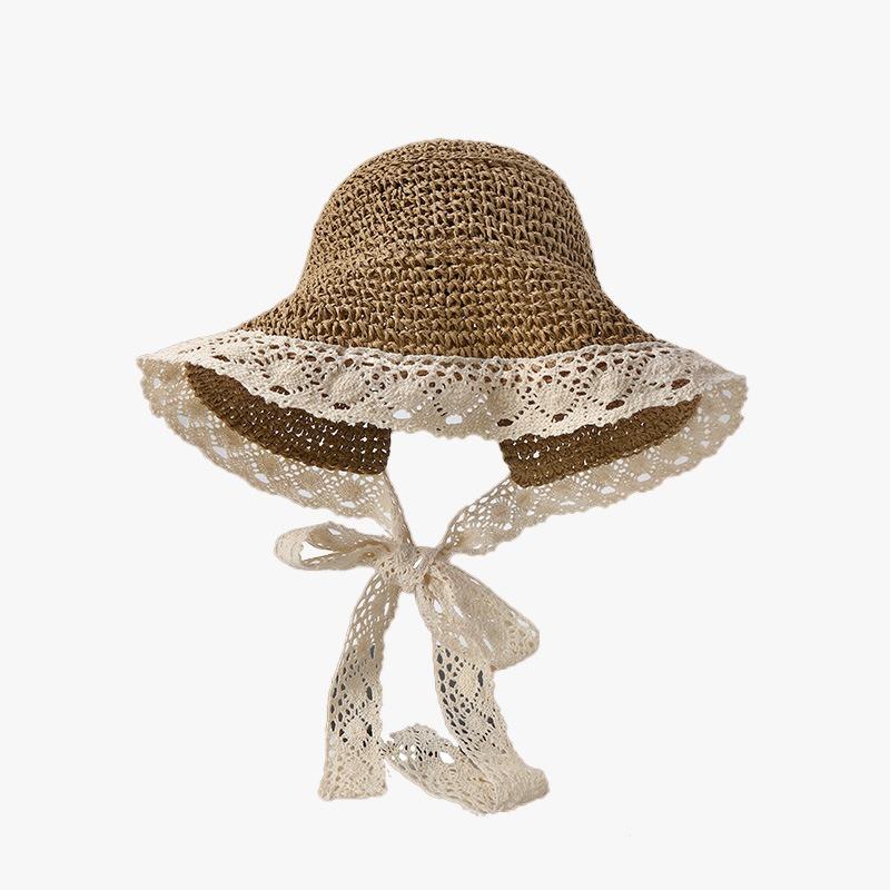 Summer Seaside Beach Sweet Small Fresh Straw Hat Female Versatile Outdoor Sun Protection UV Visor Bucket Hat