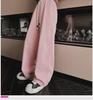 2024 Pink Girls' Wide-Leg Sweatpants: Autumn/Winter Casual Sport Style for Medium to Large Children