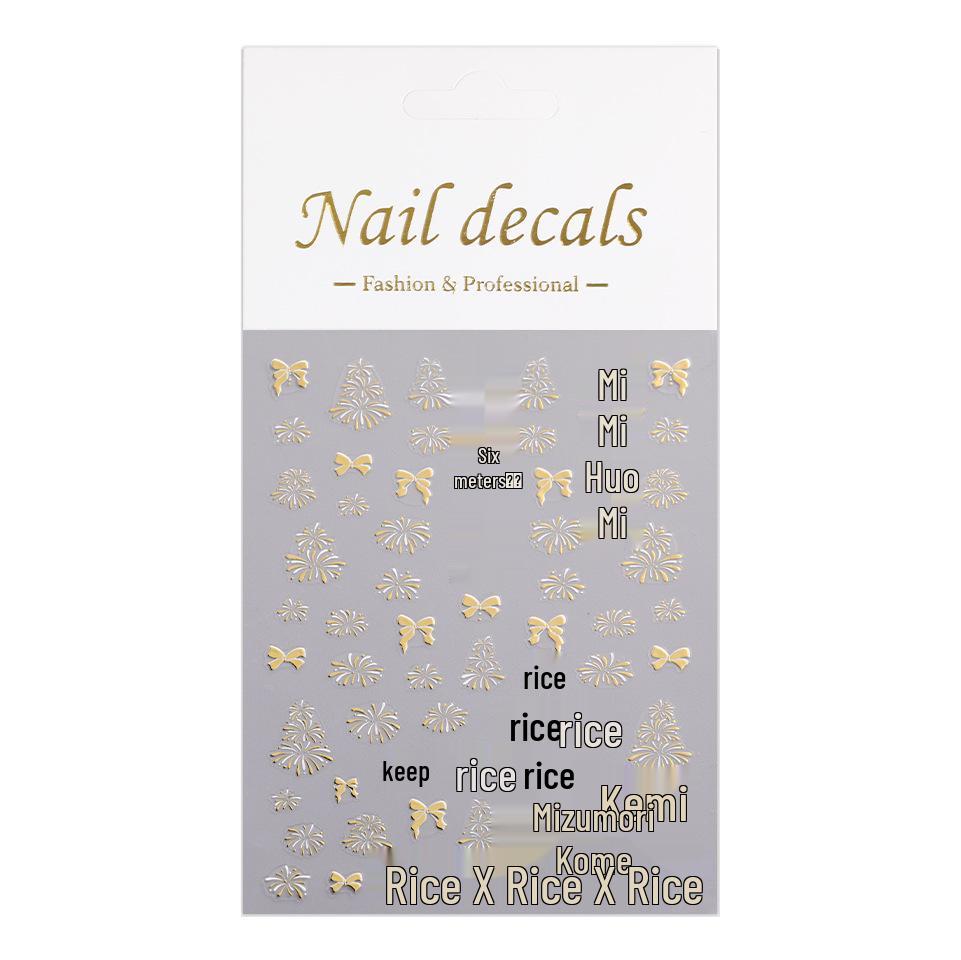 Gold & Silver Firework Nail Art Stickers - Flat Back Adhesive for DIY Nail Craft