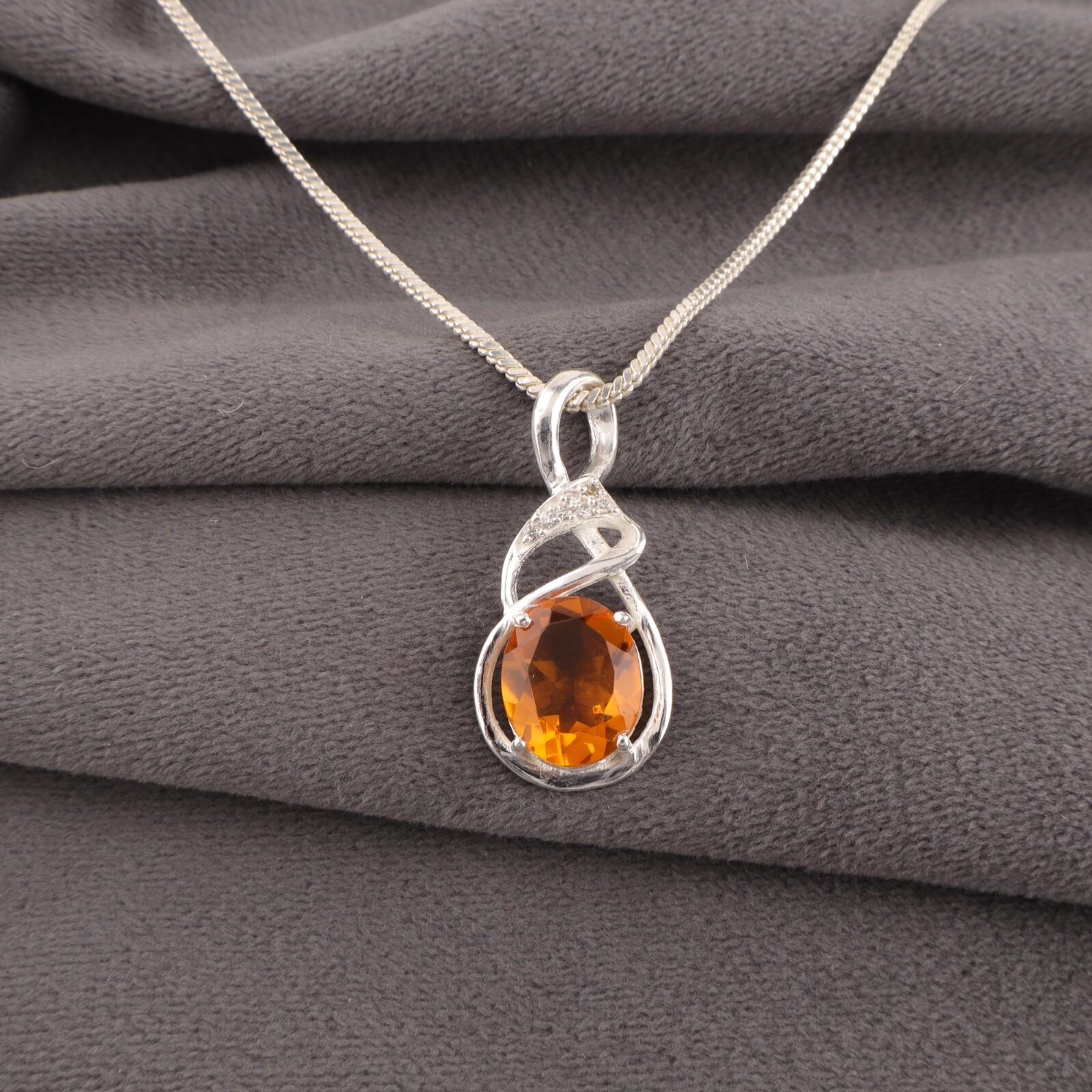 

Citrine Gemstone 925 Sterling Silver Jewelry Zircon Pendant 1.22 For Women Gift CZP-13-3