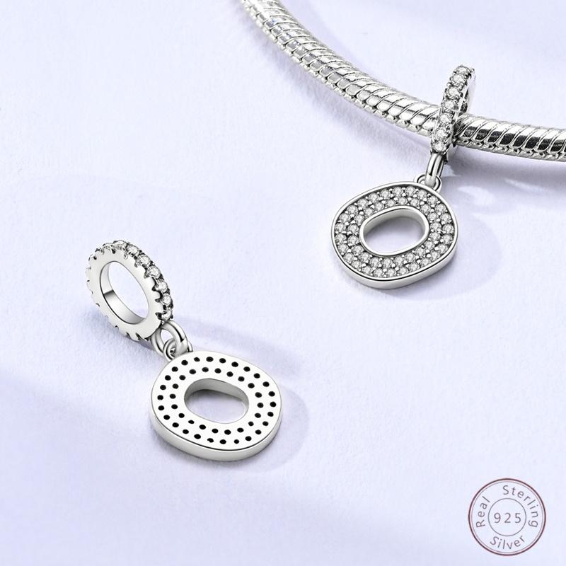 New 925 Silver Beaded Pendant 26 Letters A-Z DIY Beads Suitable for Bracelet Jewelry Making