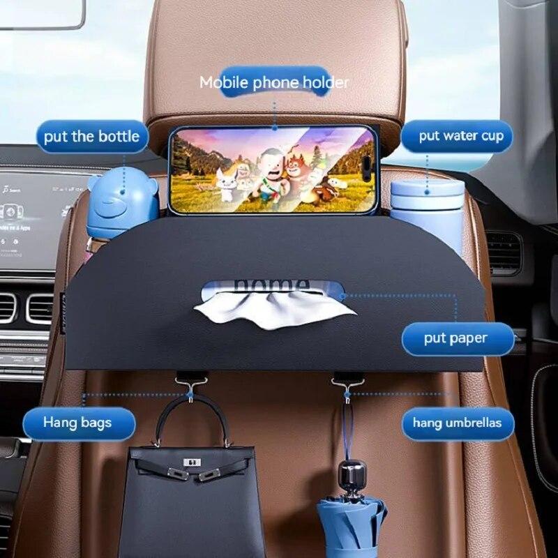 Úložný box na zadní stranu autosedačky Multifunkční kožený box na kapesníky do auta Úložný box na zadní stranu autosedačky Držák na pohár Kreativní Přenosnost