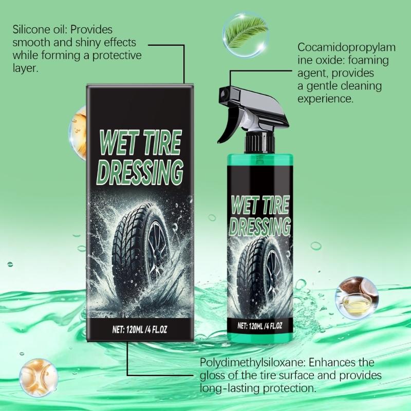 High Performances Tire Shine Sprays Quick Drying Tire Polish Enhancer Tire Restorer Sprays with Cloth Suitable for Vehicle