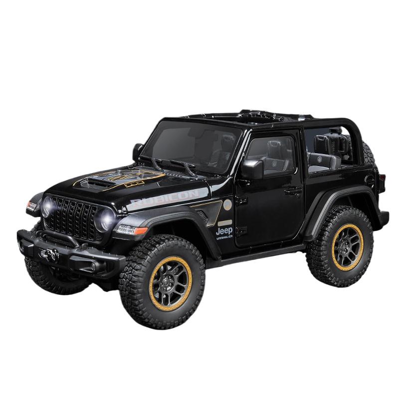 1/18 Jeep Wrangler Rubicon Convertible Version Off Road SUV Alloy Diecast Car Model Sound & Light Children Toys Birthday Gifts