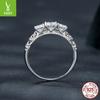 S925 Silver Luxury Mozzarella Diamond Ring, French Classical Pattern Platinum-Plated Ring Jewelry