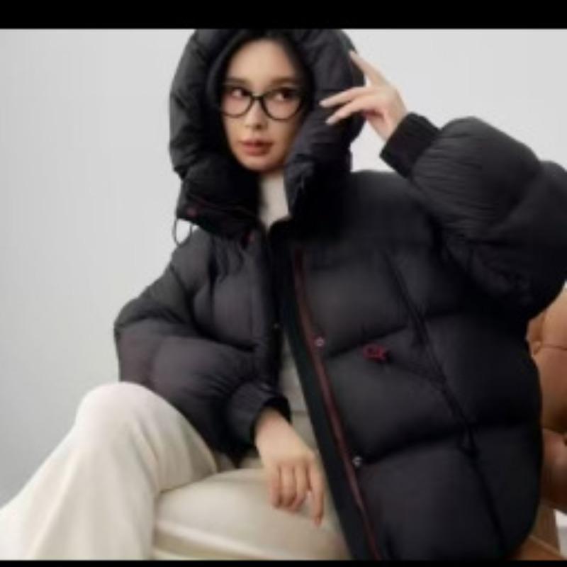 Han Fan Thickened Puffs Down Cotton-padded Jacket Women's New Loose Zipper Hooded Coat In Winter.