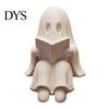 Trendy Desktop Ornament Ghost Reading Book Halloween Decoration, 3D Printed Shelf Sitter Statue, Gothic Style Decor Cute Spooky Sitting Figurine
