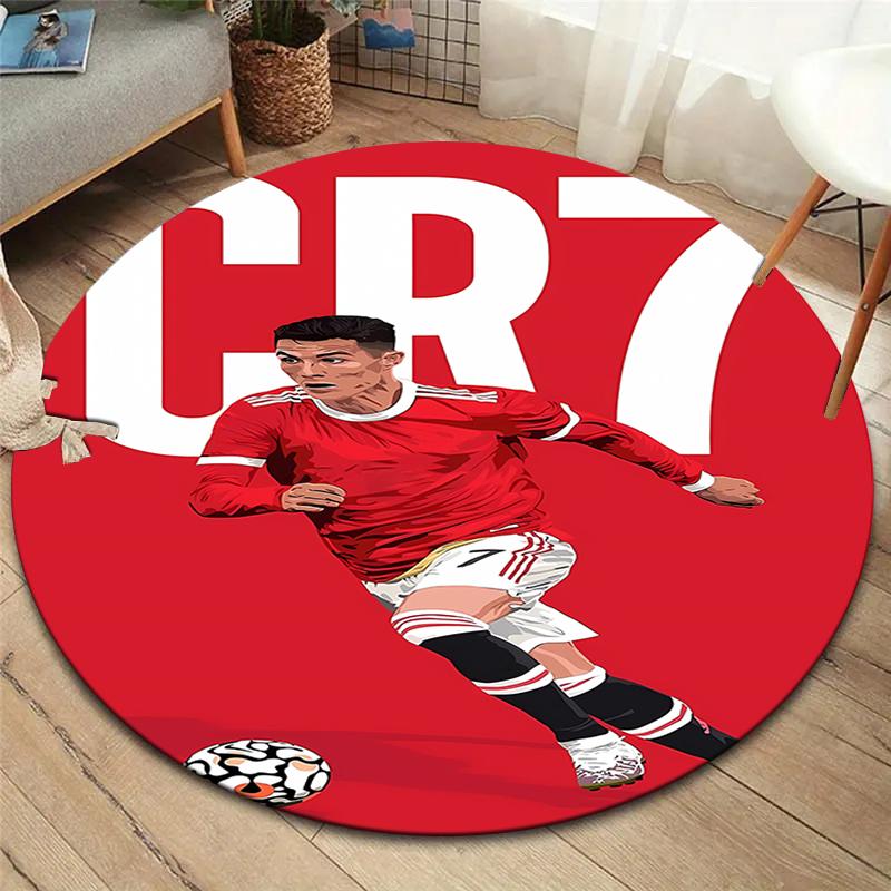 CR7 Round Area Rug,Carpet Rug for Living Room Bedroom Sofa Playroom Decor,Non-slip Floor Mat