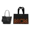 MCM Visetos Medium Tote Bag, Black Monogram Handbag, for Daily Commute Shopping Travel MWPDALR01BK001
