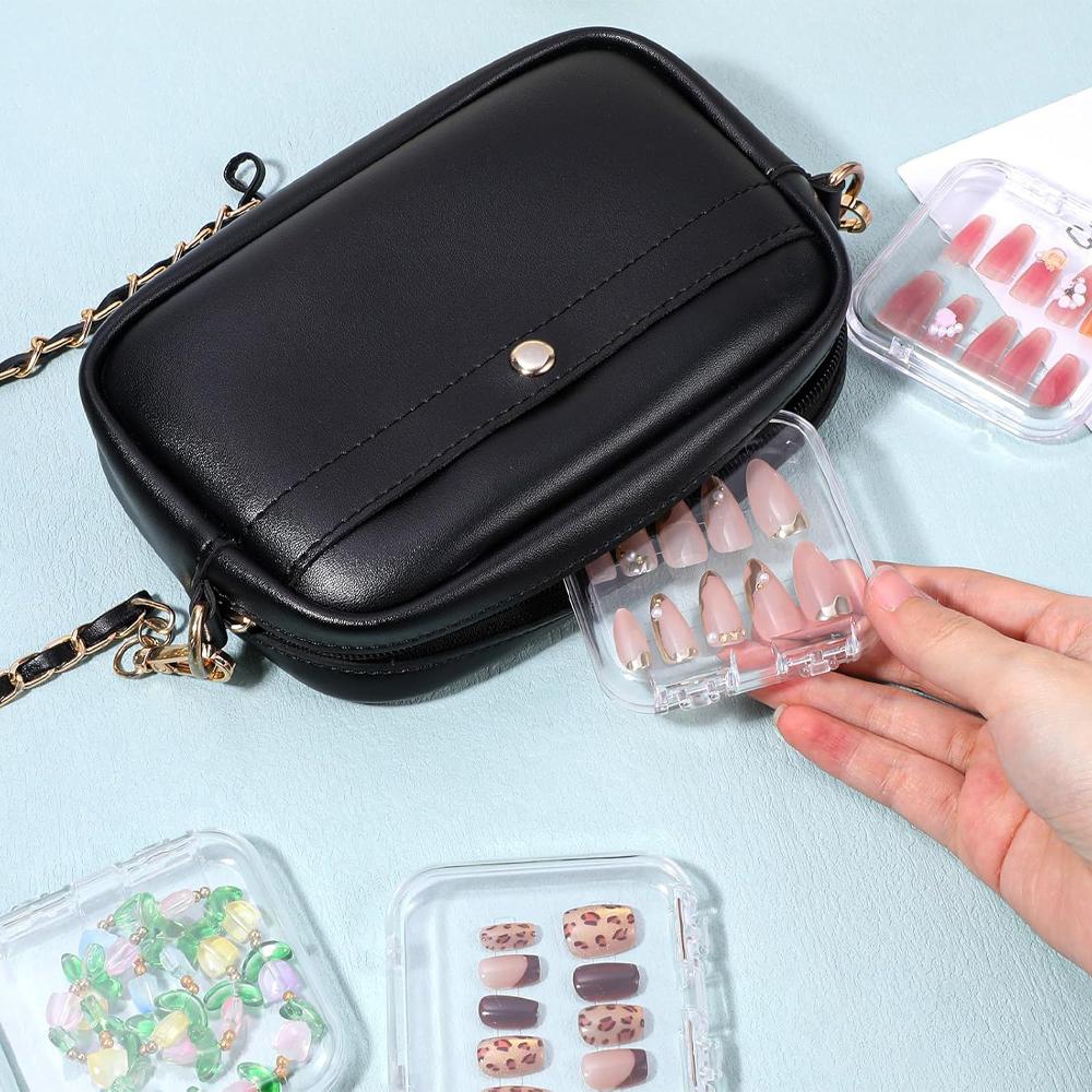 10pcs Storage Box Flip-top Jewelry Box Transparent Nail Art Box Handmade Desktop Display Box Suitable for False Nails And Additi