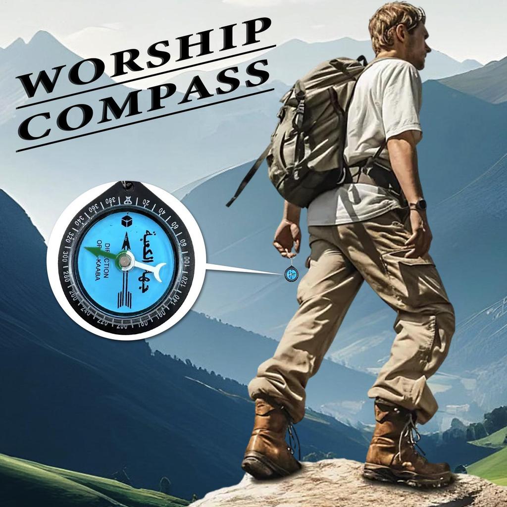 Outdoor Prayer Compass Allah Compasses For Backpacking Allah Direction Prayer Pendant Keychain For Camping Hiking Mountaineering