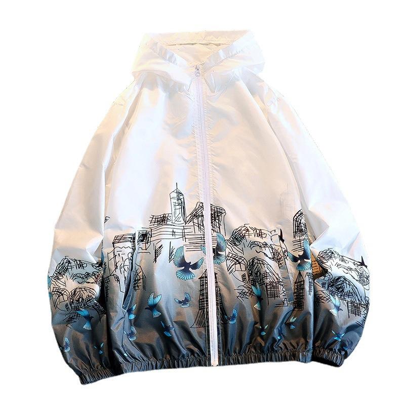 Letní tenká bunda na opalování MAITA Módní pánská a dámská bunda s přechodovým potiskem pro volný čas