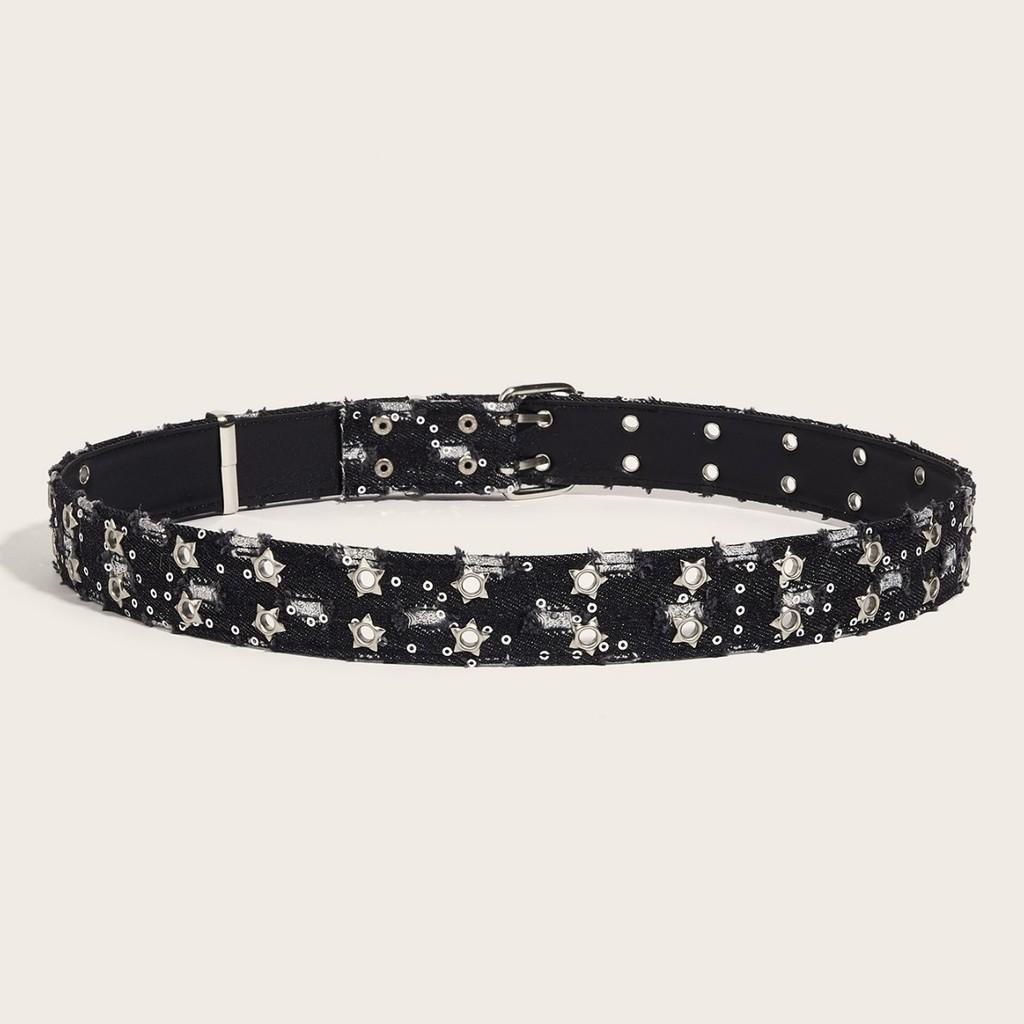 Punk Style Star Double Prong Belt For Denim Jeans Fashion Accessory For Women