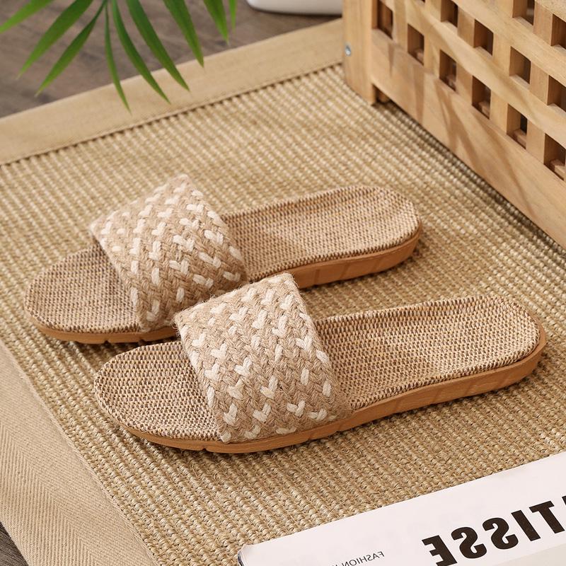 

Eco-Friendly Linen Straw Slippers - Sweat-Absorbing, Silent, Odor-Resistant, Retro Indoor Wear for Men & Women, All-Season Comfort. 24 (EU 35-36)