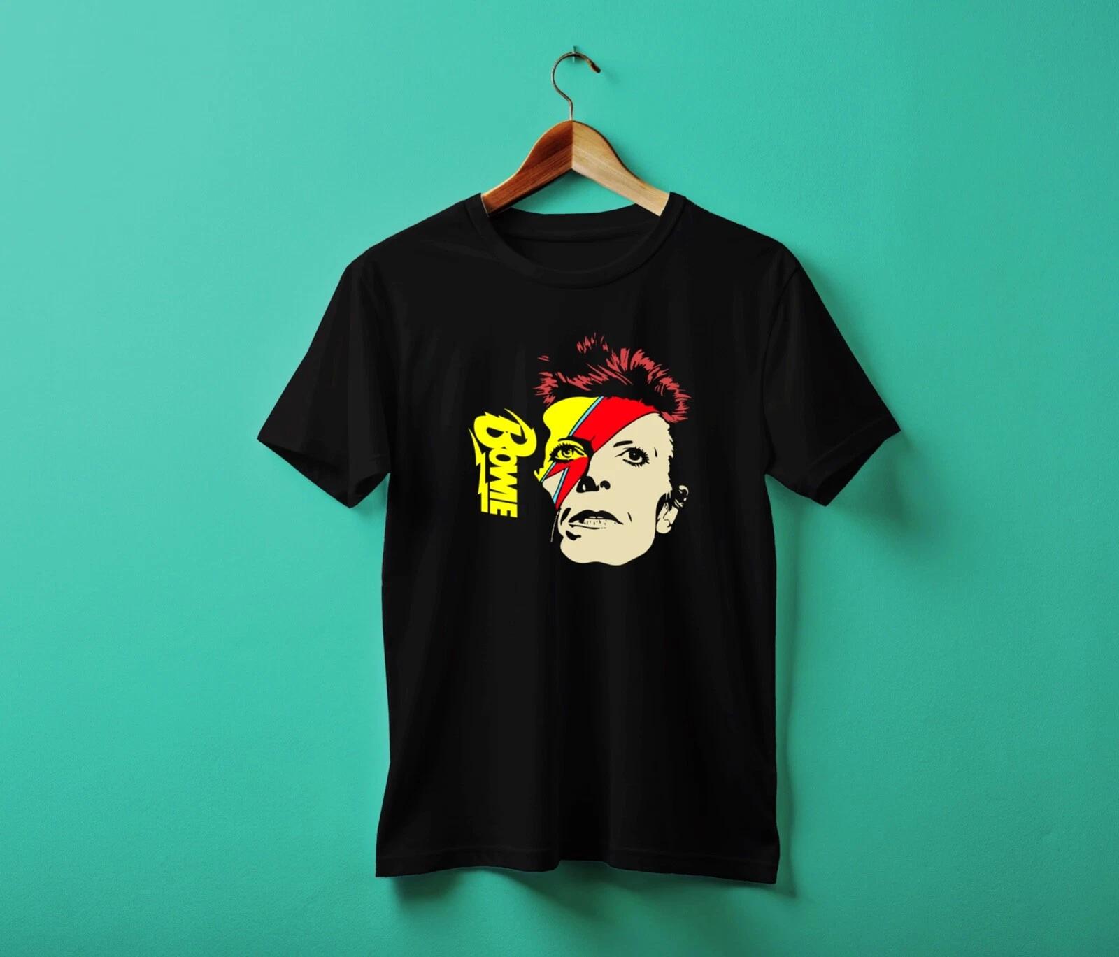 Men s and Women s T-shirts David Bowie Ziggy Stardust Custom colourfull t-shirt BLACK XS