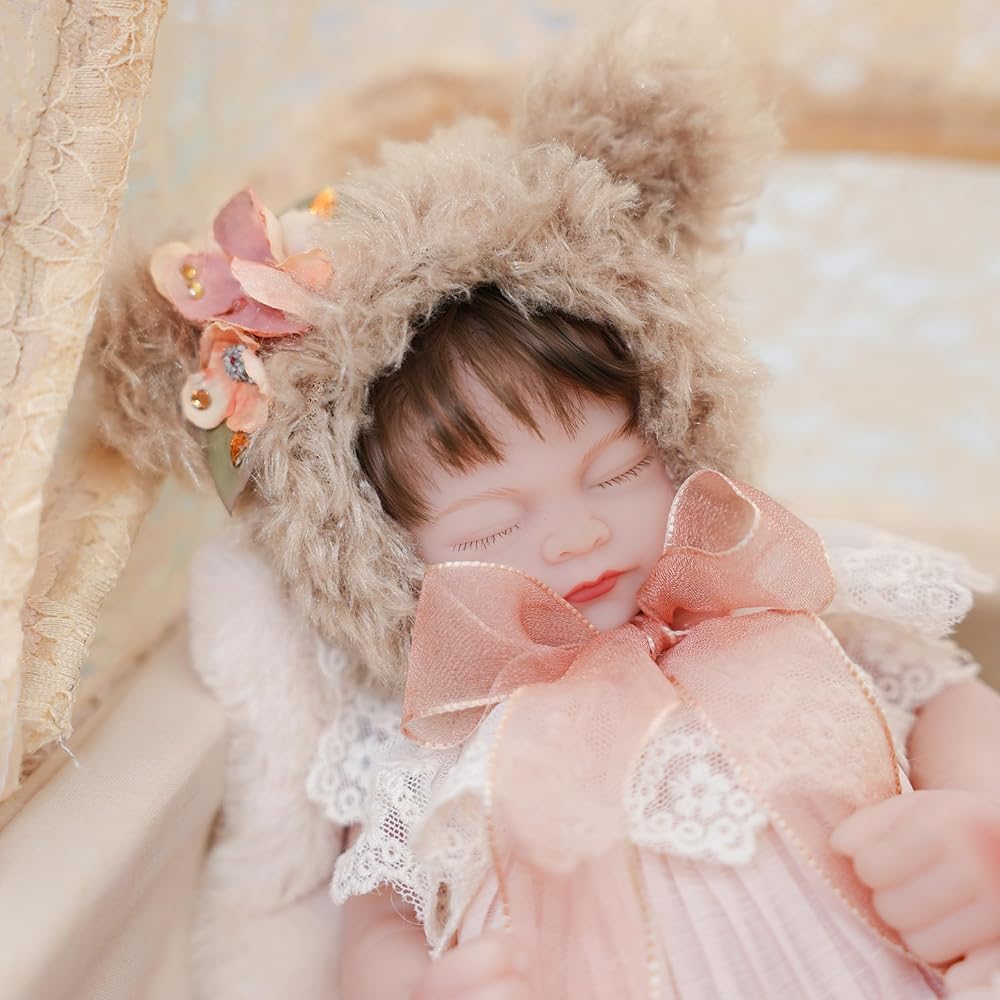 Cloveray Interactive 12-Inch Reborn Baby Doll with Movable Body, Removable Outfit, Water Play Suitable