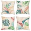 4Pcs Tropical Leaf Cushion Covers, Vibrant Green Monstera & Palm Print Pillow Cases For Sofa Bedroom Living Room 45X45Cm