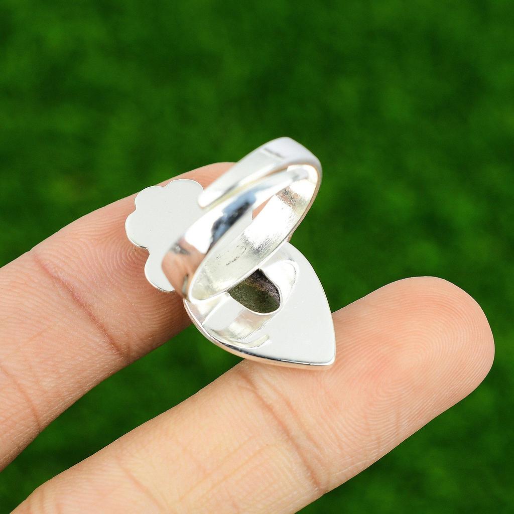 Natural African Amethyst 925 Silver Promise Flower Adjustable Ring For Girls