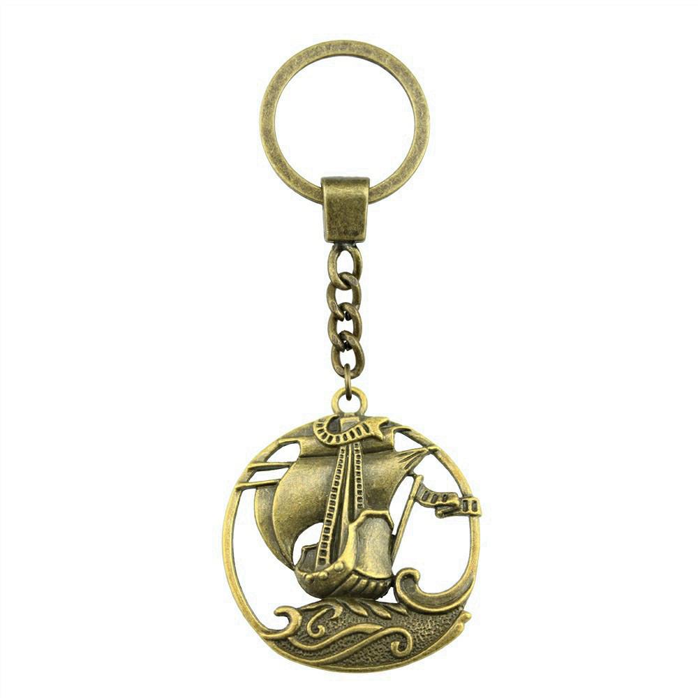 Ornate Gear Keychain Antique Style Punk Pendant Key Holder 30mm Ring