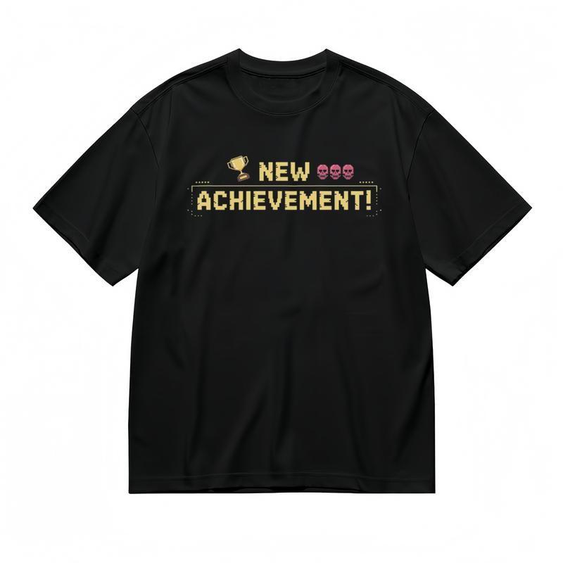 

Men s All-Season Classic T-Shirt 8Bit New Achievement Yellow Text Design Tee L