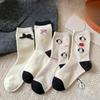 Female Spring and Autumn Bow Tie Dog Cartoon Dot Yarn Bow Sweat Absorbing Boneless Tube Cotton Socks