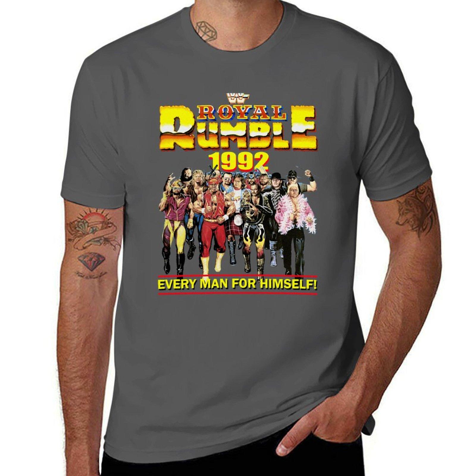 

The 1992 WWF Rumble T-Shirt street wear quick drying Short sleeve tee aesthetic clothes tee shirts for men 4XL