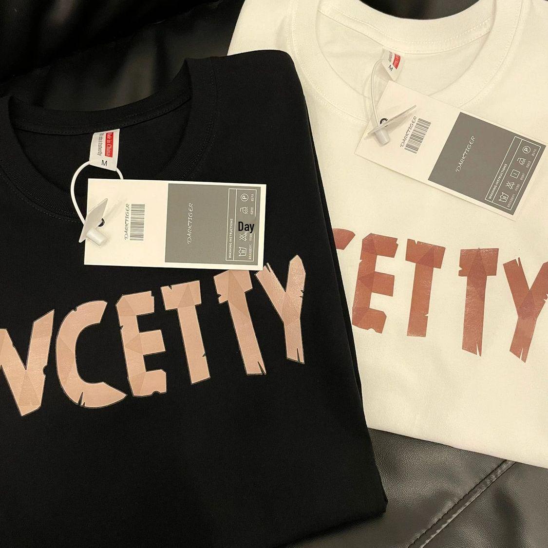 

Женская хлопковая футболка корейского дизайна - С коротким рукавом, Свободного кроя, Нишевый принт с буквами 3XL (146-170 jin)